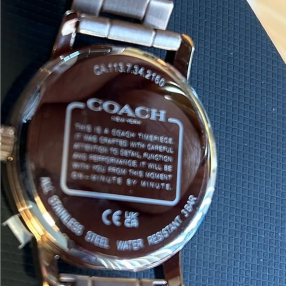Coach Grand RoseGold Tone Watch With 36mm Face With Row of Multicolored Crystals - Picture 3 of 7